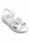 Celina White -Silver Detailed- Genuine Leather Women's Sandals