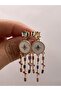 Earrings with Multi-Colored Stones and Dangles - 4