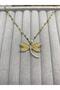 Women's Gold Zircon Stone Sparkling Dragonfly Figured Necklace