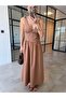 Tie-Up Lace Embroidered Cotton Dress Camel - 2