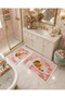 Pink Dog Patterned Non-Slip Base Bath Mat Set of 2 Cute Children's Bath Rugs - 2