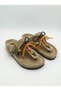 Women's Sand Beige Genuine Suede Leather Orthopedic Cork Sole Slippers - 3