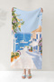 Luxury Beach Towel with Mediterranean Sea View - Bohemian Marine Blue and White Quick-Dry Microfiber Towel - 4