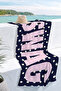 Black Polka Dot Swag Text Themed Beach Towel - Pink Navy Blue Pool Sea Bath Beach Coverlet - 7