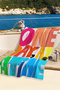 Written Colorful Modern Beach Towel - Typographic Neon Gradient Design Quick-Dry Microfiber Towel