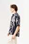Abstract Design Detailed Short Sleeve Oversize Shirt - 4