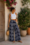 Woven Viscose Trousers with Wide Legs - Patterned - Without Pockets - 3