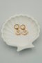 Steel Gold Pearl Detailed Seashell Figured Hoop Earrings - 3