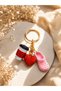 3-Piece Coffee, Heart, and Slipper Bag Charm and Keychain Set - Keychain with Gold Chain Detail - 2