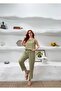 Women's Khaki Top and Bottom Linen Set Frv0179 - 3