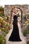Women's Black Collar Detail Beaded Long Evening Dress - 5