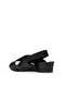 Black Leather Women's Heeled Sandals - 5