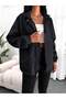 Women's Black Hooded Trench Coat with Elasticated Sleeves