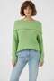 Women's Oversize Open Shoulder Knitwear Green Sweater - 2