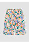 Ecru Elastic Waist Floral Women's Shorts - 5