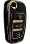 Luxury Black/Gold Key Case Cover for Audi A1 A3 8P 8L A4 A5 B6 B7 B8 A6 A7 C5 C6 4F Q3 Q5 Q7 8V with Key