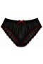 Transparent Tulle Black Ruffled Panties 2-Pack Red & White Detailed - 3