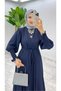 Women's Hijab Navy Blue Abaya Model Medina Silk Fabric Zümra Dress - 3