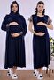 Effortt Maternity and Postpartum Nightgown Set with Soft Texture, Breastfeeding Feature, and Hijab - Navy Blue