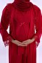 Adjustable Waist Elasticated Maternity Pajama Set with Hijab Effortt - Cherry - 7