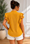 Women's V-Neck Ruffled Sleeve Blouse - 2