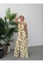 Yellow Patterned Tie-Waist Sleeveless Long Dress - 3