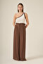 Women's Comfortable Fit Chiffon Pleated Trousers Mink 30700 - 3