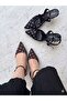 Brown Satin Polka Dot Pointed Heeled Shoes - 3