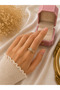 Flower Design Stone Women's Ring – Sparkling Elegant Gold Color Adjustable Ring - 2