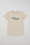 Boy's Shorts Set with Lettering Printed Shorts, Lacing Accessories, Pockets, Ages 8-14, Cream - 2