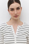 Crew Neck Striped Long Sleeve T-Shirt with Snap Buttons on the Front - 4