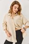 Women's Black Off-Shoulder Casual Shirt Beige - 3