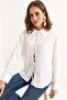 Women's Stylish Design Shirt with Tie Front in White - 4