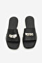 Women's Genuine Leather Thick Strap Buckle Casual Slippers Sivera Black - 7