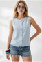 Women's Baby Blue Accessory Buttoned Fringed Flam Cotton Blouse Blz-19003398 - 4