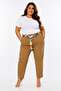 Plus Size Mom Belted High Waist Women's Pants