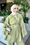 Olive Waist Tie Shirt and Trousers Set - 3