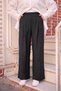Women's Elastic Waist Wrinkle Detail Trousers Black