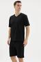 Kly 26219 Men's 100% Cotton V-Neck Half Sleeve Pocket Shorts Set