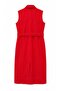 Front Gold Buttoned Belted Dress Red - 2