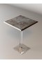 Stone Color Wood Acrylic Textured Plexi Square Serving Table, Marble-Like Finish with Plexi Base, 36x36x54 cm