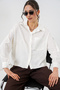 Women's Patterned Oversize Shirt 1501 - Silver - 3