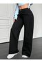 Women's Black Wide Leg Lycra Stretchy High Waist Palazzo Boyfriend Pants