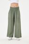 Women's Khaki Italian 100% Linen Elastic Waist Wide Leg Palazzo Trousers Size 38 - 42 - 4