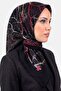 وشاح نسائي أسود ورمادي بنمط فروع الأشجار