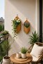 Leaf 2-Piece Wicker Wall Basket Bohemian Decorative Wall Ornament Hand Knitted Natural Wicker Wall Organizer - 5
