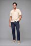 Regular Fit Polo Collar Linen Blend Short Sleeve Sand Beige Shirt I0292Ax26Hs - 2