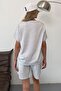 Women's Crew Neck Shorts Two-Piece Set Gray - 26872 - 5