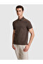 Dark Brown Slim Fit Zippered Polo Collar T-Shirt 50321152-Vr084 - 3