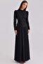 Exclusive Hijab Evening Dress with Bead and Sequin Patterned Chiffon Combination Black 1073 - 4